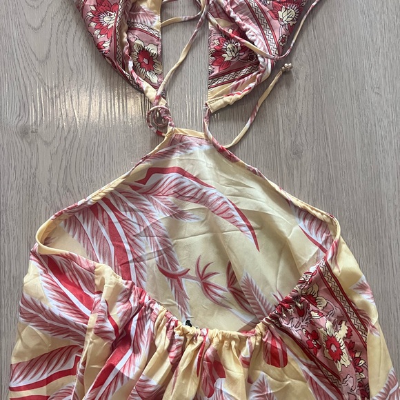 Yellow and Pink Halter Maxi Dress - Picture 6 of 8